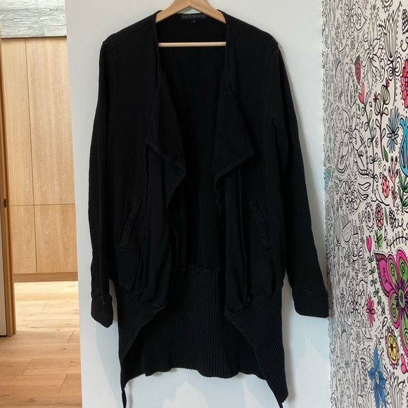 Black Sweatshirt Cardigan - Picture 1 of 4